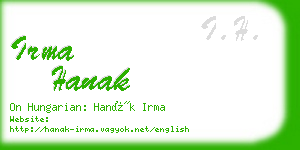 irma hanak business card